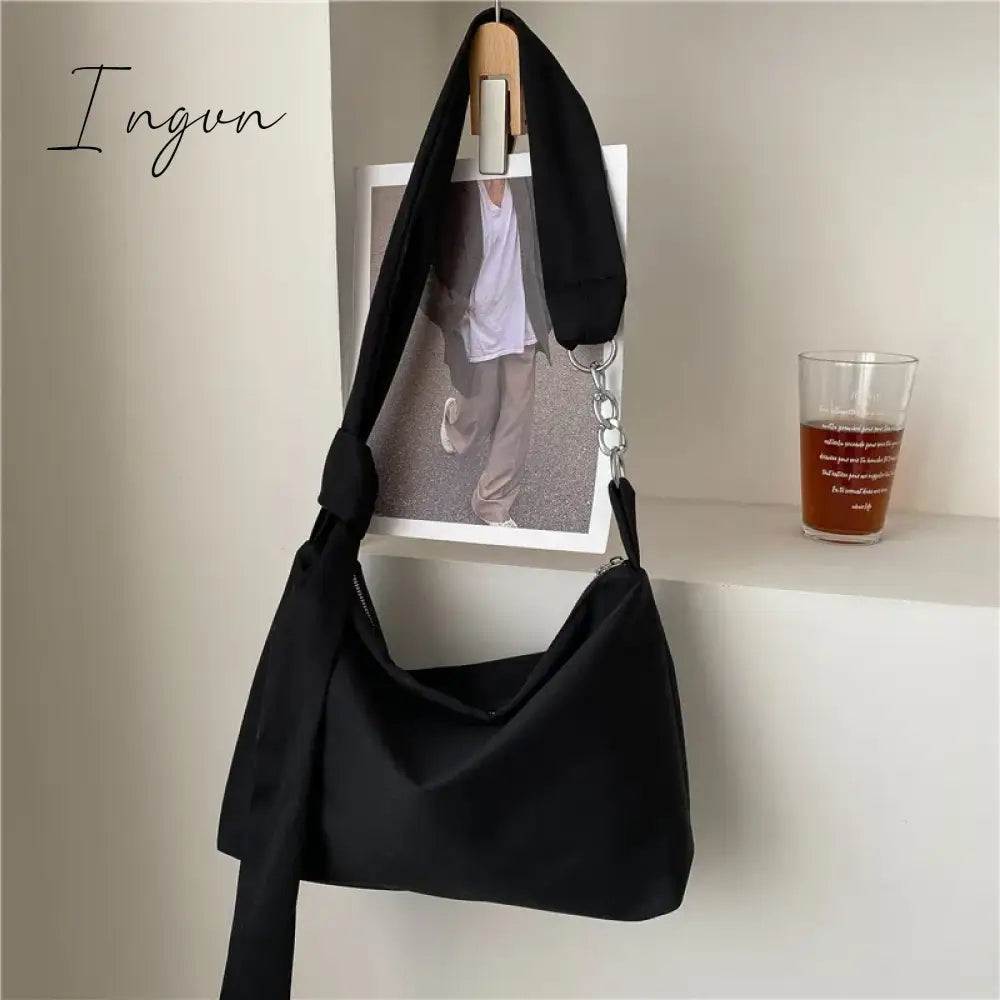 Ingvn - Handbag Women Black Shoulder Bag Designer Handbags Shopper Girls Chain Removable Adjustable Strap Messenger Nylon Crossbody Bags