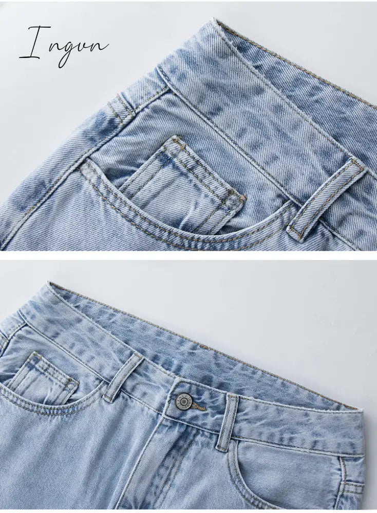 Ingvn - Hot Sell Quality Low Waist Jeans Women Baggy Jeans 2023 New Fashion Straight Leg Pants Y2k Denim Trousers Vintage Loose Blue Washed Mom Jeans