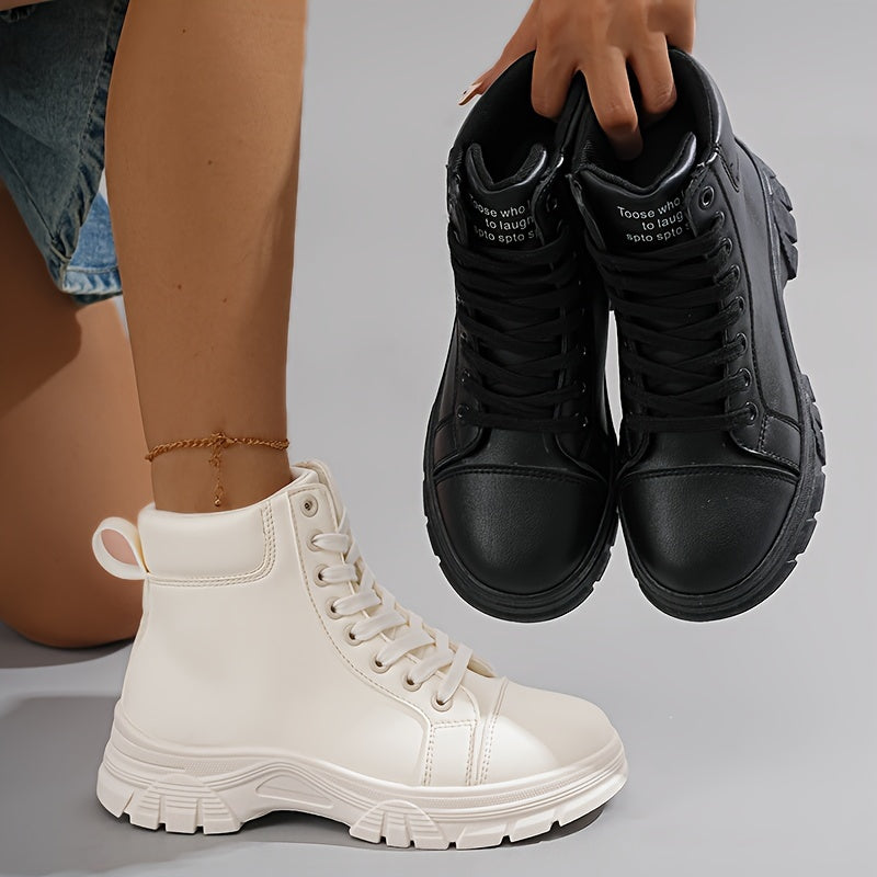 Women's Winter Snow Boots - Casual High-Top, Warm & Comfy with Lace-Up Design, Round Toe, Thick Sole, PU Cover, Rubber Sole