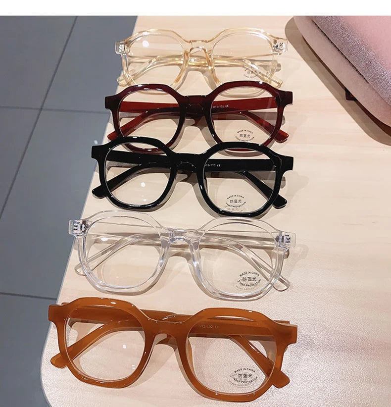 INGVN   Fashion Irregular Square Women Optical Glasses Frame Clear Anti Blue-Ray Lens Eyewear Vintage Men Wine Red Champagne Frame