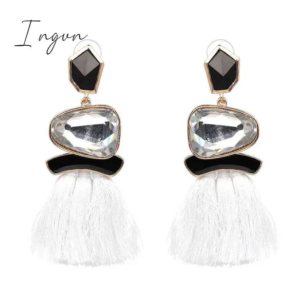 Ingvn - New Fringed Statement Drop Earrings Wedding Tassel Multicolored Hot Fashion STUD Earrings Jewelry Women 2023 Trend