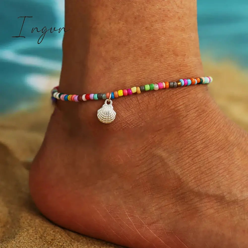 Bohemian Colorful Turkish Eyes Anklets for Women Butterfly Flower Zircon Shell Cat Ankle Bracelet Summer Beach Foot Leg Jewelry