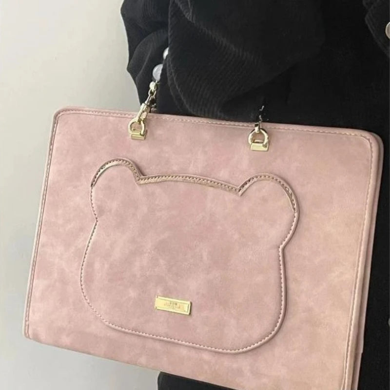 INGVN  Japanese Sweet All Match Y2k Top-Handle Bags Korean Chic Casual Kawaii Women Handbags Girls Fashion Ins Cute Chain Laptop Case