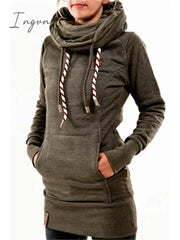 Ingvn - Slim Fit Front Pocket Drawstring Hooded Pullover Sweatshirt