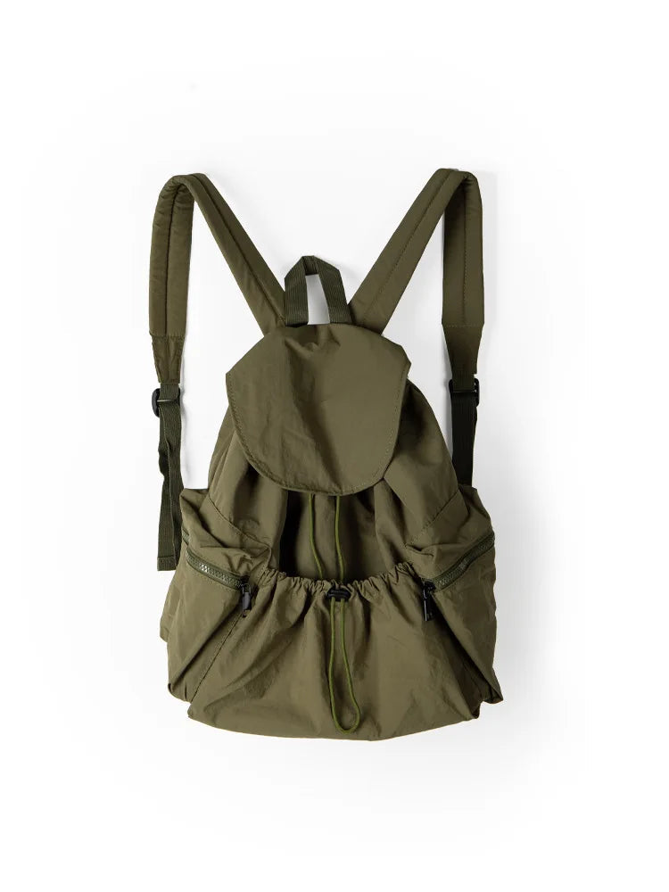 INGVN  New Backpack Fashion Casual Nylon Cloth Shoulder Bags For Women Light Large Capacity School Bag Designer Luxury Solid Color