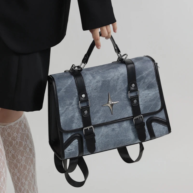 INGVN  2024 New Trendy Fashion Students Schoolbags High-capacity Preppy Women Shoulder Handbags Vintage Y2k Aesthetic Star Backpacks