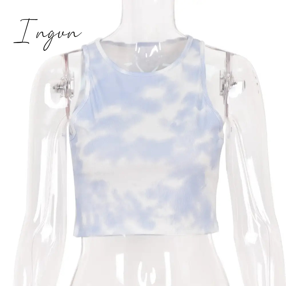 Ingvn - Women Sport Crop Tops Sexy Summer Halter Fashion Corset Top Tie Dye Tank Tops