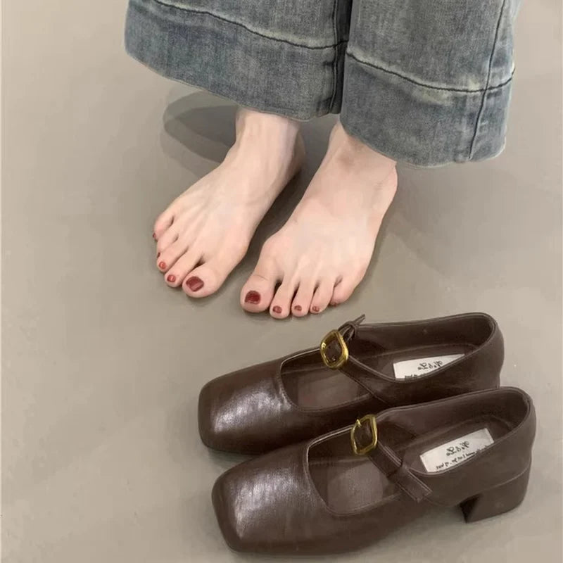 Ingvn  Retro Style JK Women Mary Jane Shoes Fashion Shallow Butterfly-knot Leather Shoes Autumn Ladies Dancing Party Prom Pumps