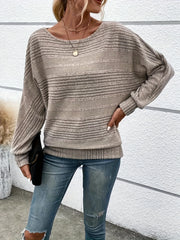 Solid Crew Neck Pullover Sweater, Casual Batwing Sleeve Loose Sweater, Women's Clothing