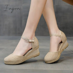 Ingvn - Espadrilles Wedges Woman Sandals Summer 2023 New In Ladies Comfort Casual Shoes Party Sandals Footwear Zapatillas Mujer Verano