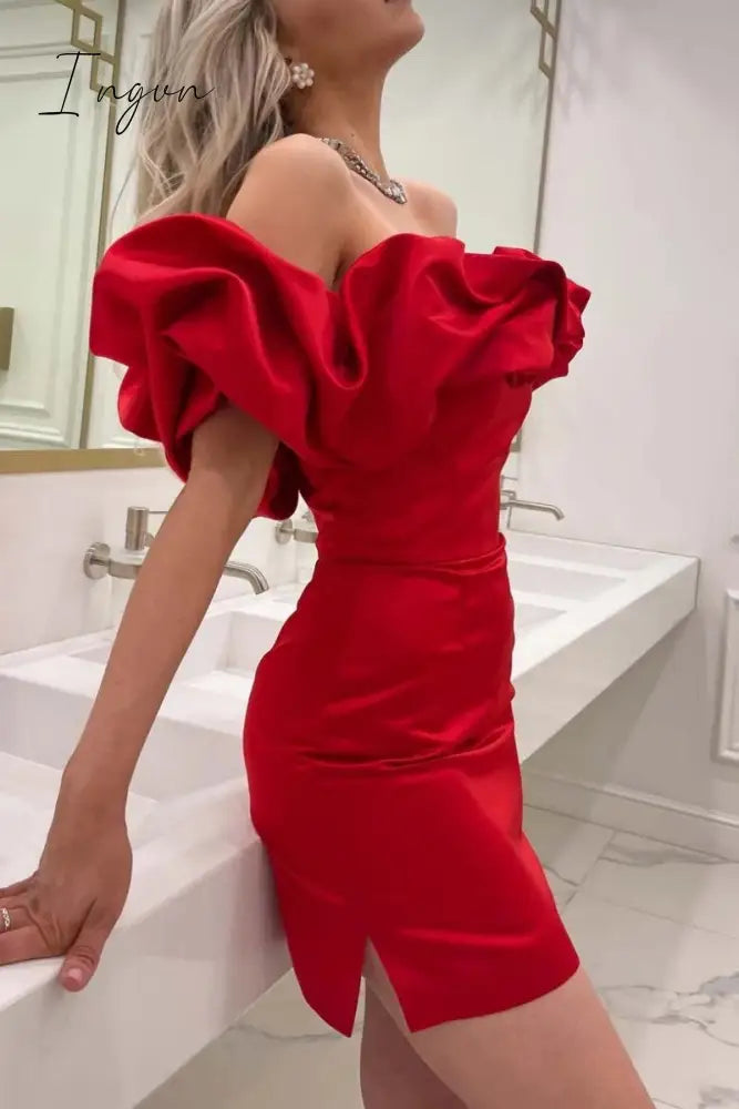 Ingvn - Sexy Solid Patchwork Backless Off the Shoulder Strapless Dress Dresses