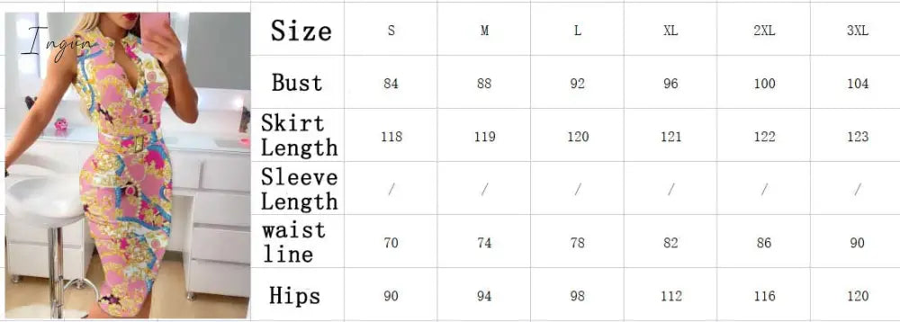 Ingvn - 2023 Fashion Women's Clothing Summer Elegant Round Neck Button Sleeveless Belt Casual Midi Dress Mid Waist Slim A-line Skirt