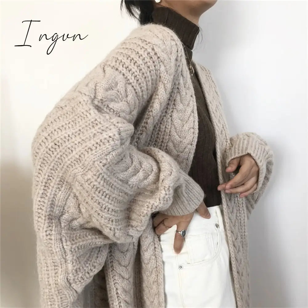 Ingvn - New Women's Sweaters Autumn Winter Fashionable Bat Sleeve Cardigans Warm Wild Knitwear Tops