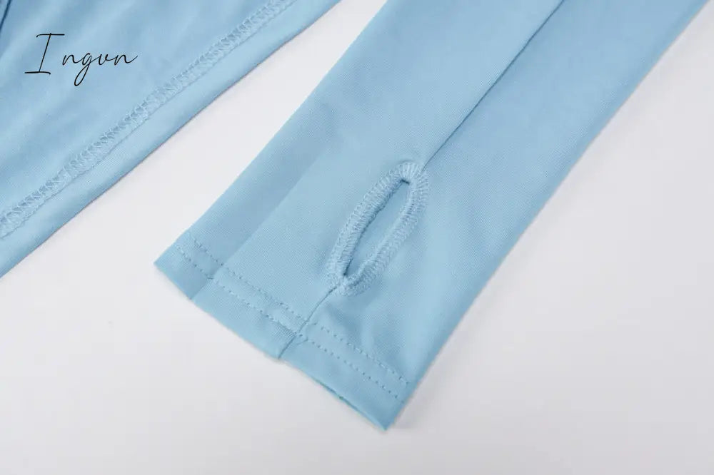Ingvn - 2 Piece Outfits For Women Sexy Long Sleeve Crop Tops Drawstring Leggings Pants Sets Casual Sporty Sweatpants Tracksuits
