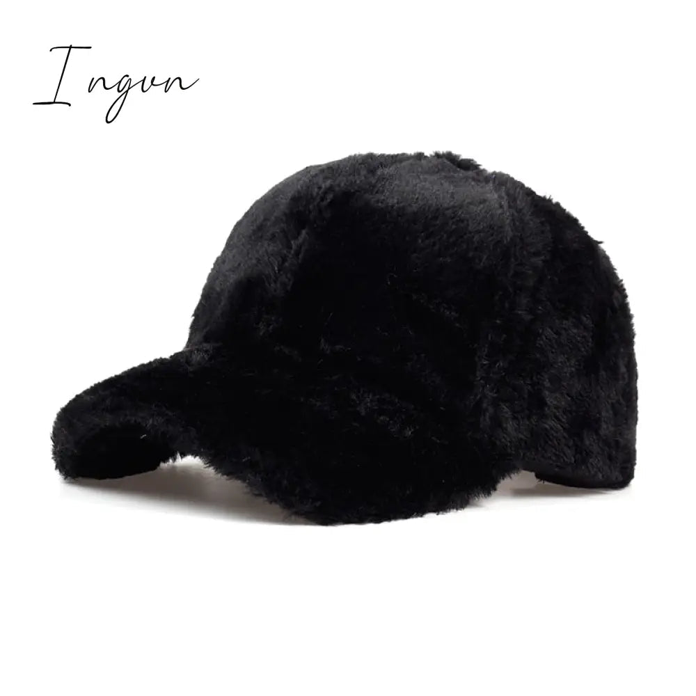 Ingvn - Women Winter Baseball Cap Wool Thicken Warm Casual Cute Elegant Cap Solid Casual Fashion Sports Trucker Korean Snapback Bone Cap