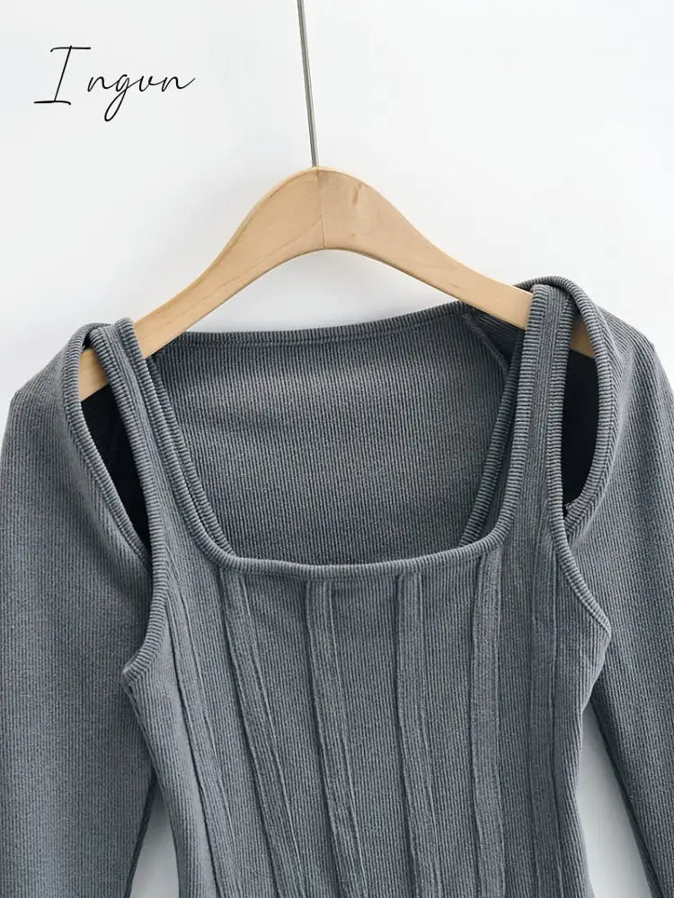 Ingvn - Sexy cropped tops women 2023 Summer knit tank top fish bone corset top white crop top ribbed cute black tops sets punk clothes