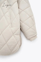 Ingvn - New Winter Oversize Fashion Vintage Plaid Hooded Parka Women Casual Pockets Cotton Jackets Coat Loose Long Outwear Female