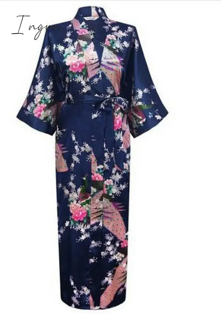 Ingvn - Silk Kimono Robe Bathrobe Women Satin Robe Silk Robes Night Sexy Robes Night Grow For Bridesmaid Summer Plus SizeS-XXXL