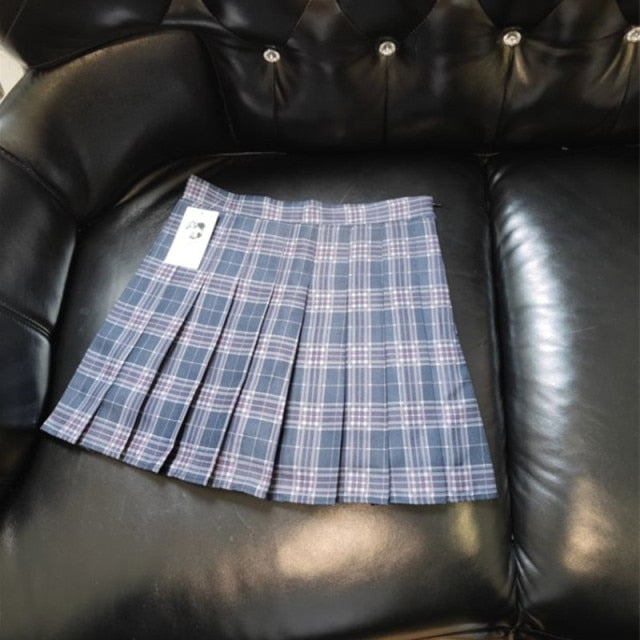 XS-XXL Spring Summer Autumn Women Skirts Student Girl Striped Pleated Waist Female Sweet Mini Dance Plaid Black White Pink Skirt