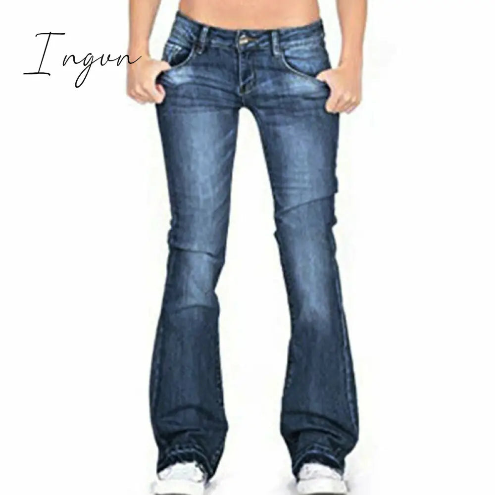 Ingvn - Skinny Flared Jeans Women's Fashion Denim  Pants Bootcut Bell Bottoms Stretch Trousers Women Jeans Woman Jeans Low Rise Jeans