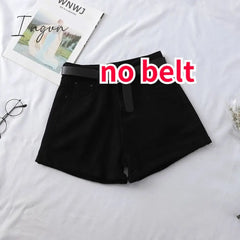 Ingvn - Shorts Women Chic All-match Korean Casual Basic Simple Harajuku Teens Denim Short Trouser Basic Loose Wide-leg Womens Clothing