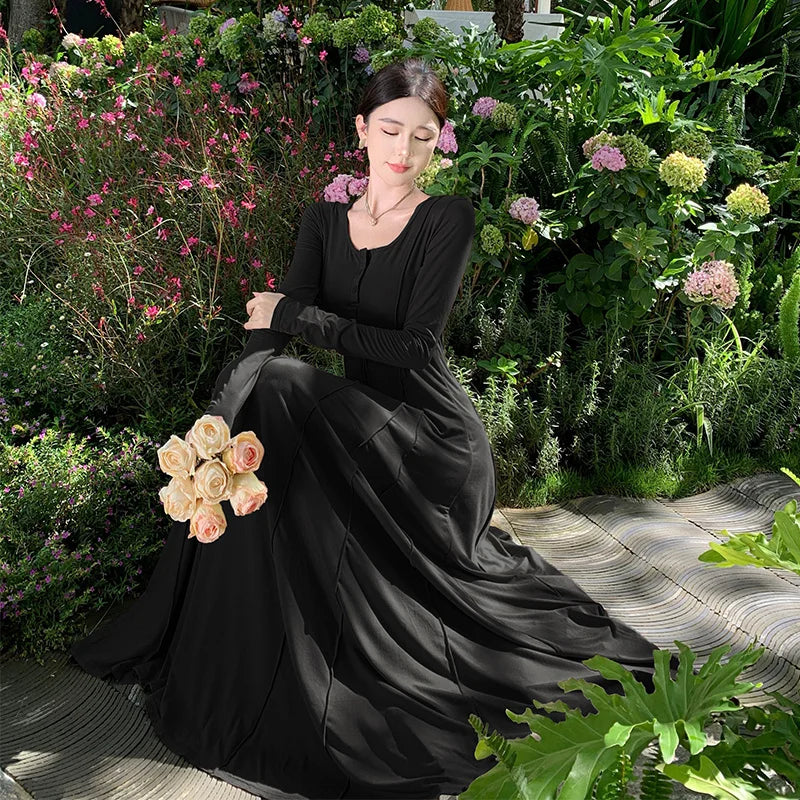 Elegant Casual Knitted Dresses for Women Long Sleeve Evening Party Prom Slim A-Line Dress One Piece Femme Fashion Vestido Robe