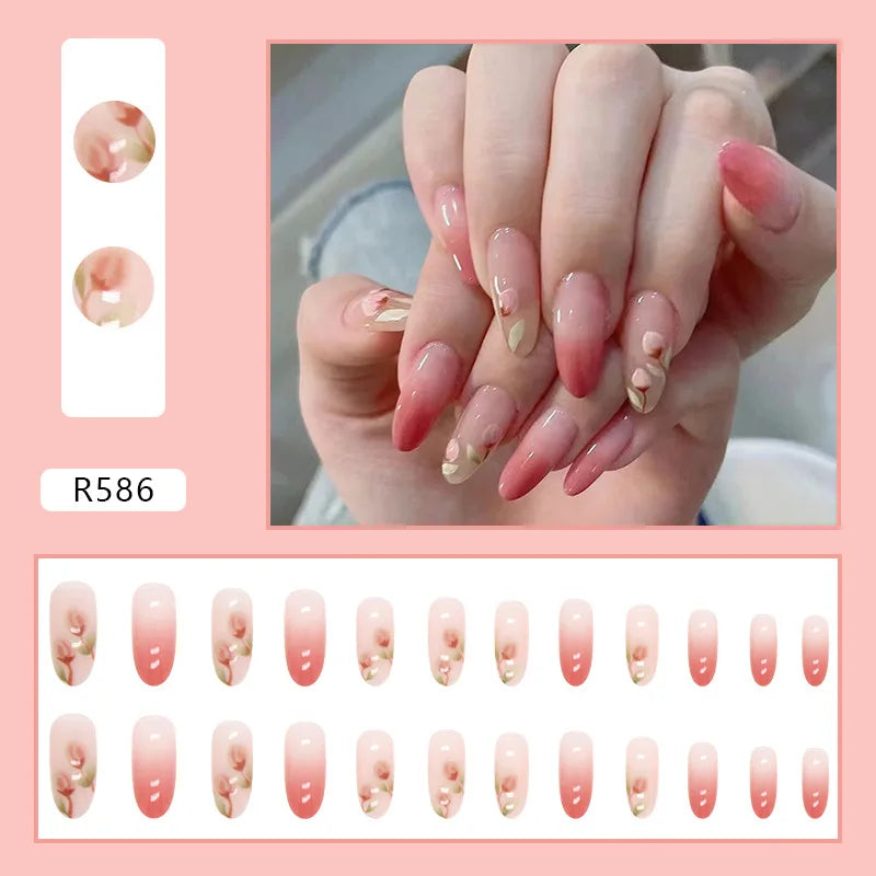 24pcs Lemon Short Wear Tips Nail False Patch Press on Nails Supplies for Professionals Artifical Fake Nails Faux Ongles Uñas