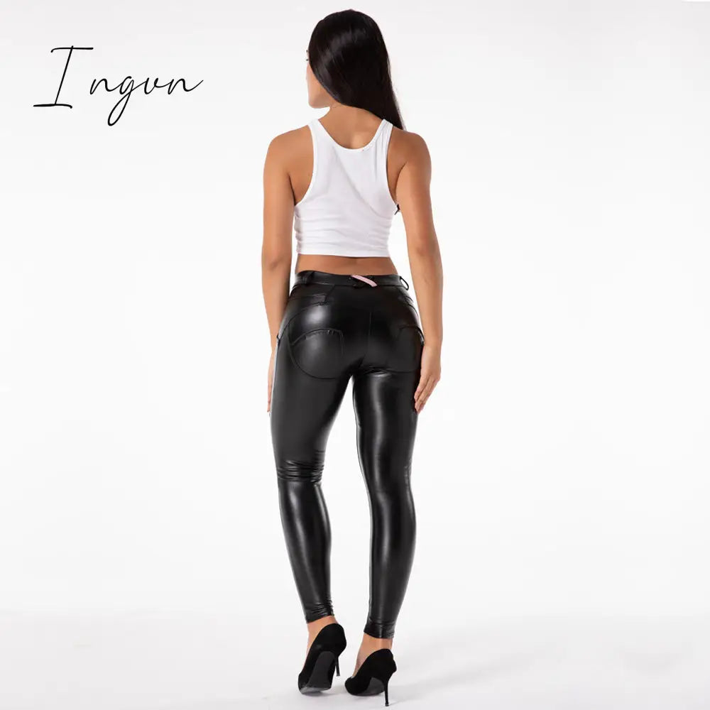 Ingvn - Melody Faux Leather Pants for Women Plus Sizes Skinny Leggings Latex Pencil Pu Pants Women's Clothing Fashion