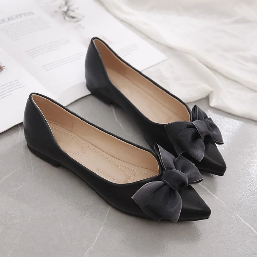 Square Toe Kawaii Flat Flats Shoes for Woman with Bow Women's Summer Footwear Loafers Cute on Promotion Discount 39 Stylish