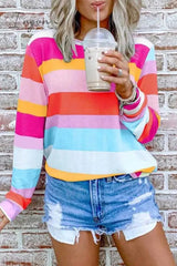 Ingvn -  Rainbow Striped Multicolor Thin Tops(5 Colors)
