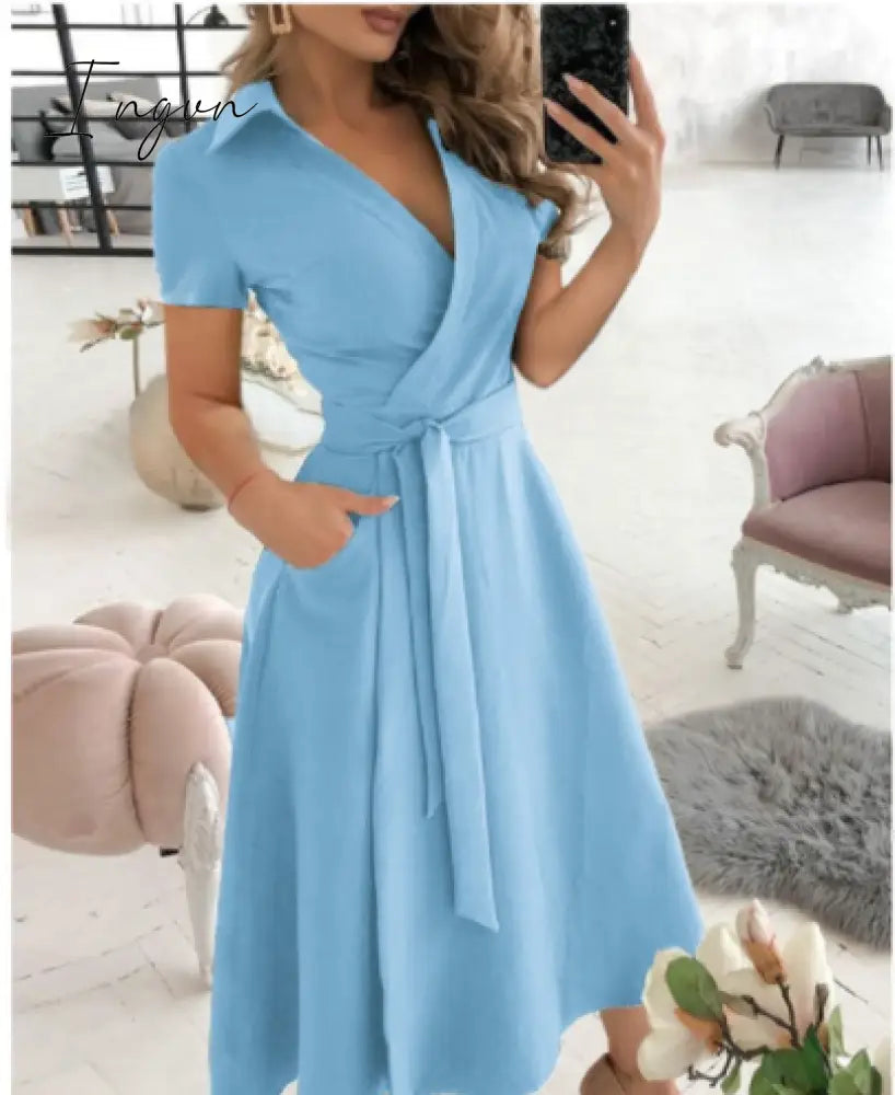 Ingvn - Spring and summer fashion plus size ruched dress long-sleeved V-neck print bag hip dress women's clothing dress for women
