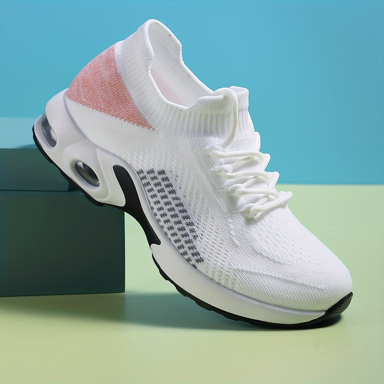 Comfy Womens Knit Sock Sneakers - Air-Cushioned Sole, Lightweight Fashion Sports Shoes for Running & Daily Wear
