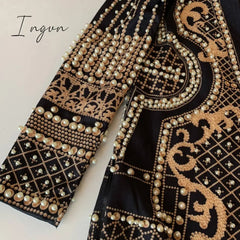 Ingvn - new Beaded Geometric Autumn Winter Long Sleeves V-Neck Vintage Ladies Outwear vintage fashion Overcoats