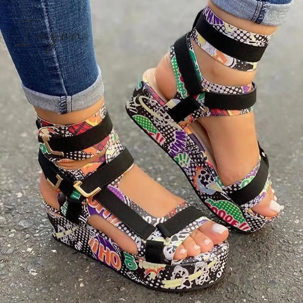 Ingvn - Pattern Graffiti Trend Fashion Sandals