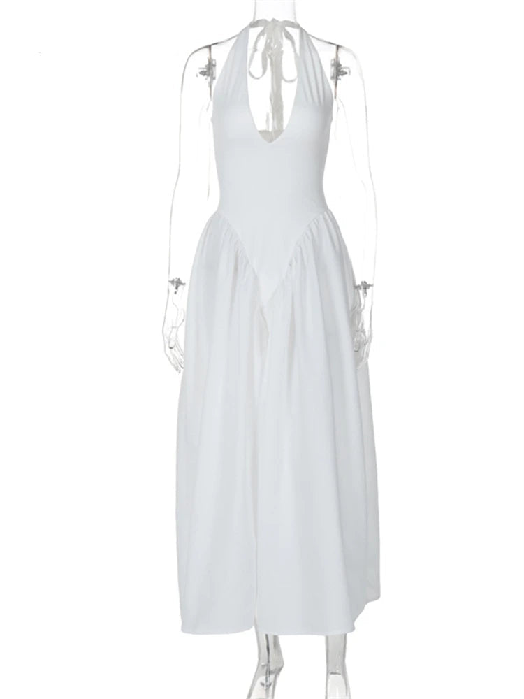 Ladies Summer Evening Party New Fashion Dress Women Sleeveless Backless V-Neck Sexy Maxi Dresses Night Clubwear Female Outfits