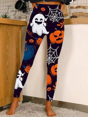 Ingvn - Women's Tights Leggings Full Length Print Micro-elastic Mid Waist Fashion Halloween Weekend Black White S M Summer Spring &  Fall