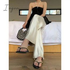 Ingvn - Satin Wide Leg Pants Long Floor Casual Pants Women's Summer