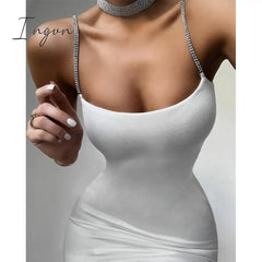 Ingvn - Chicology diamond thin strap bodycon sexy mini dress party club sleeveless women summer fashion outfit female short clothes