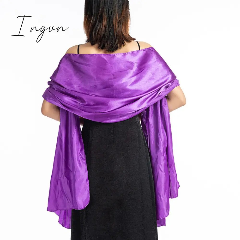 Ingvn - 16 Colors Shrugs for Women Evening Cape Dress Wraps Shawls 240*70cm Satin Long Formal Wedding Party Prom Wraps Ladies Bolero