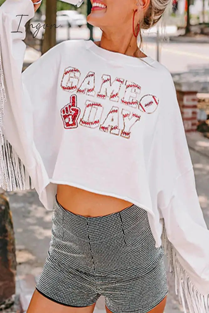 Ingvn - Casual Letter Tassel O Neck Tops