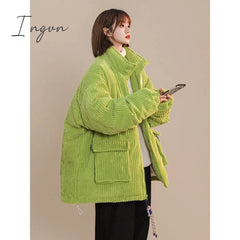 Ingvn - Corduroy Coat Women Clothing High Street Fashion Lamb Wool Winter Clothes Women Jacket Loose Casual Thick Jackets for Women Tops
