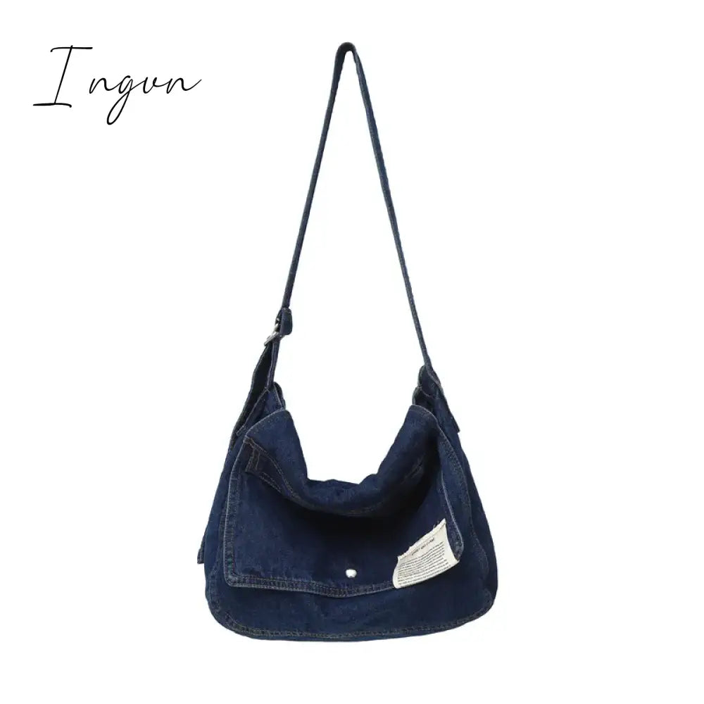 Ingvn - Denim Women's Bag 2024 New Eco Reusable Ladies Handbags Canvas Shopping Travel Shoulder Bags Unisex Jeans Crossbody Bag Shoppers