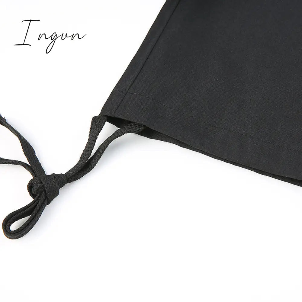 Ingvn - Button Pockets Patchwork Cargo Pants Women Streetwear High Waist Trousers Women Fashion Pencil Pants Joggers Women