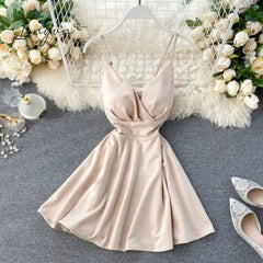 Ingvn - Women A-line Sexy Dress V-Neck Spaghetti Strap Backless Mini Dresses Soild Color Vestidos Slim Trend High Waist For Party
