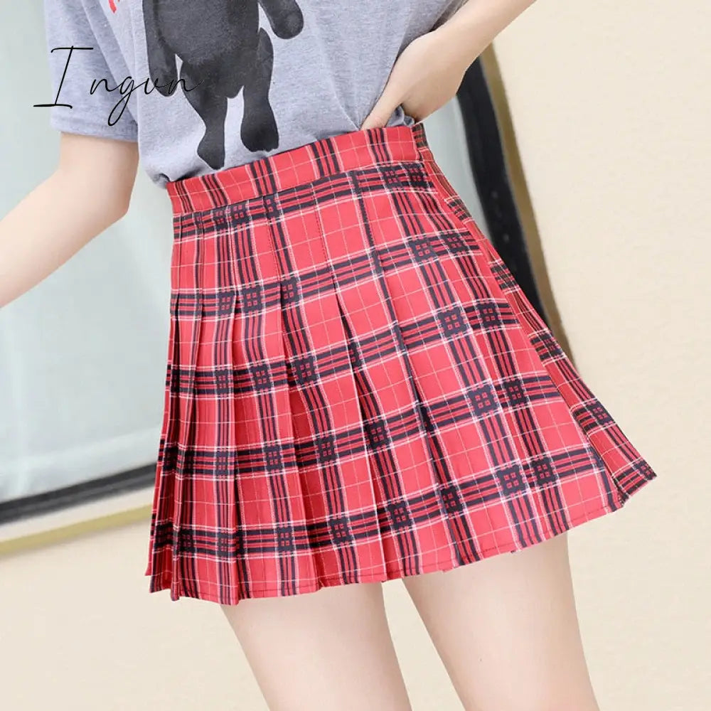 Ingvn - Fashion Kawaii Summer Women Skirts High Waist Cute Sweet Girl's Pleated Skirt Korean Style Mini Skirts for Women