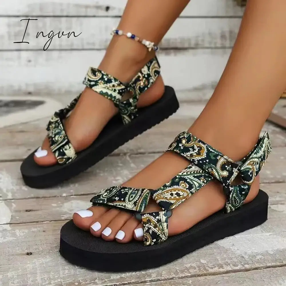 Ingvn - Summer Platform Flat Sandals Women  Light Non-slip Beach Shoes Cute Rope Sandals for Women Comfort Gladiator Sandalias Mujer