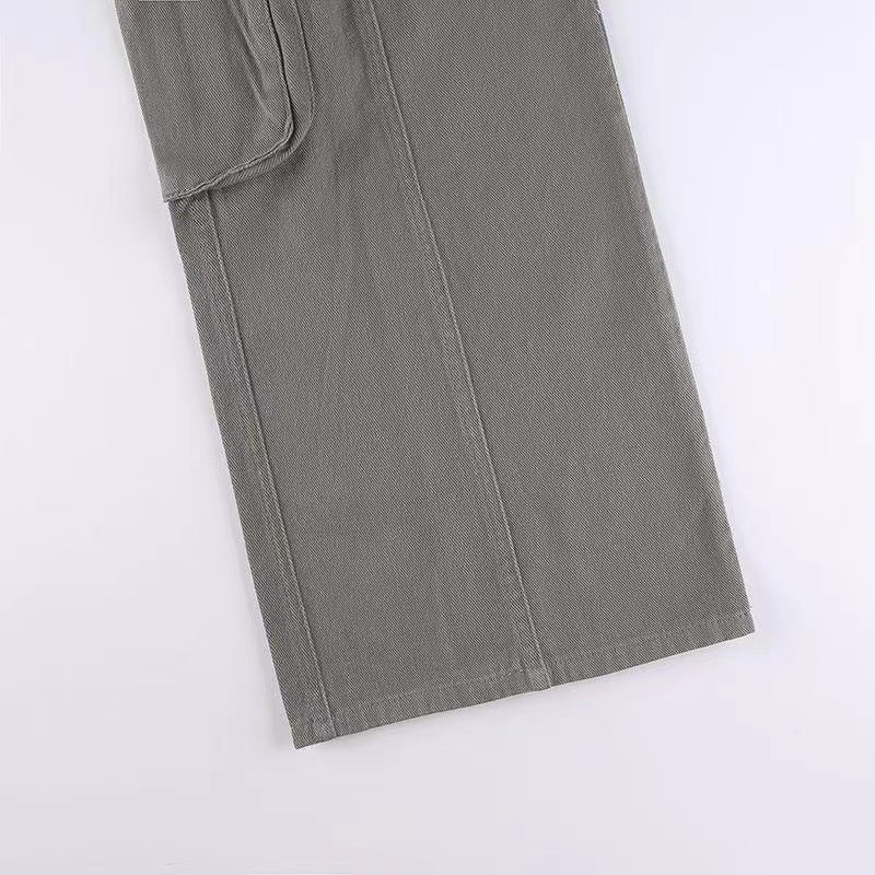 Voguable  Fashion American Trousers High Street Retro Gray Cargo Pants  Woman Sexy Low Waist Baggy Pants Casual Trousers Streetwear
