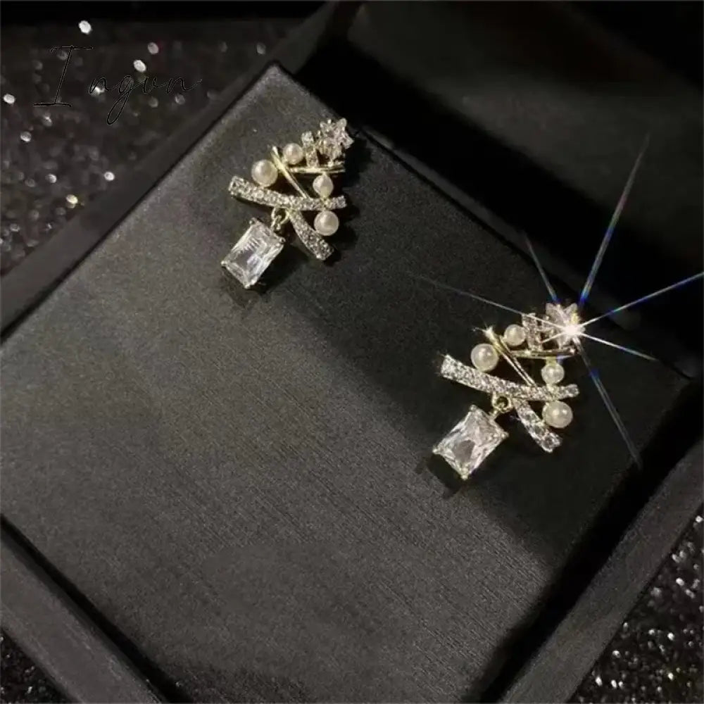 Colourful Zircon Christmas Tree Earrings For Women Sparkling Crystal Snowflake Elk Earring Girls New Year Holiday Jewelry Gifts