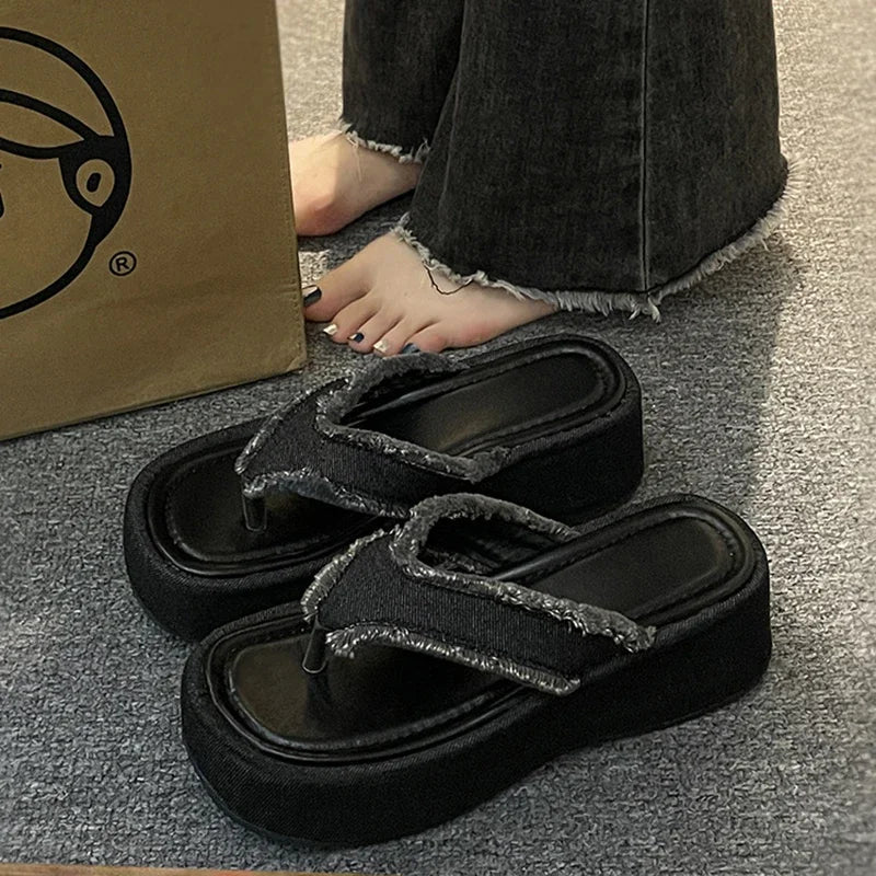 Ingvn  Summers Platform Women's Slippers Fashion Elegant Open Toe Wedges Shoes Ladies Casual Outdoor Beach Slides Sandalias Flip Flop