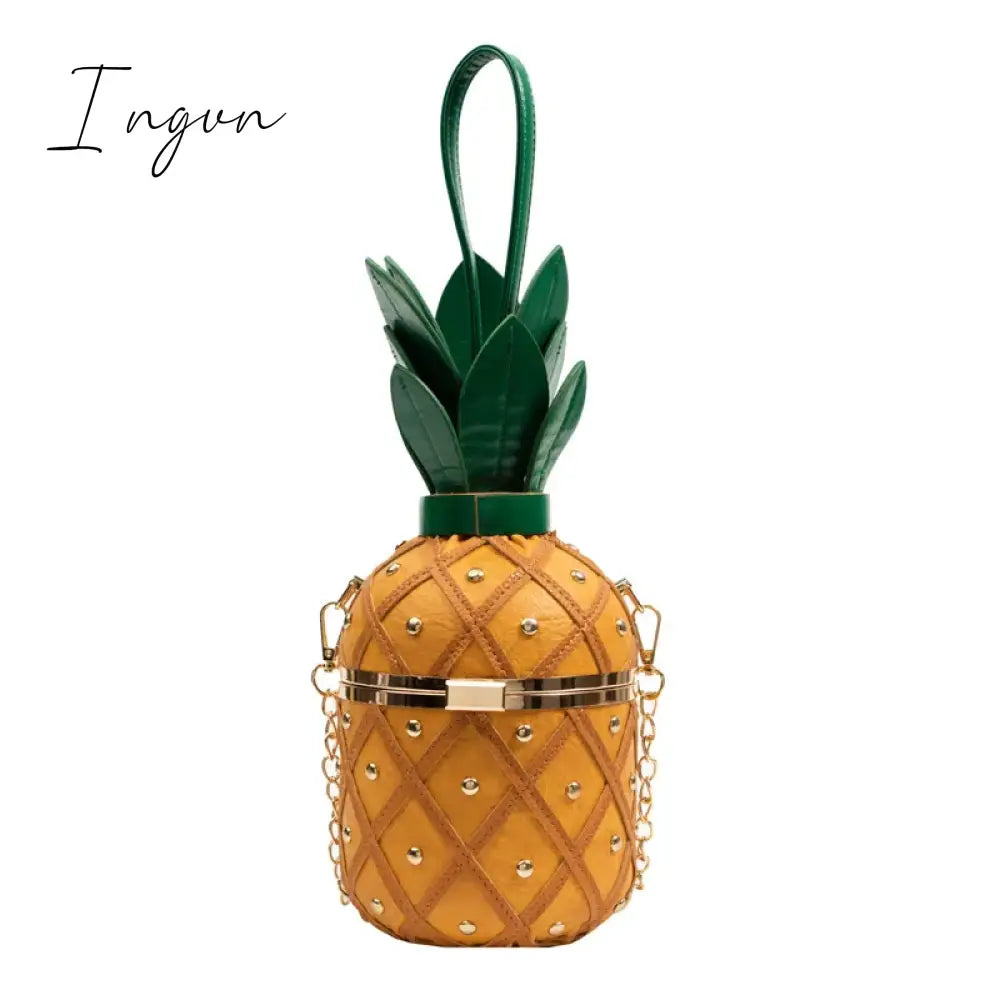 Ingvn - Women Bag 2024 Fashion Cute Pineapple Design Shoulder Bag Originality Design Ladys Crossbody Bag Metal Chain Handbag